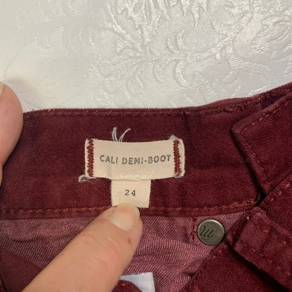 Madewell Womens Velvet Kick Out Crop Flare Burgundy Pants - Picture 7 of 7